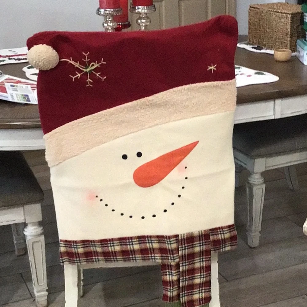 Chair back covers. SNOWMAN SET OF 4